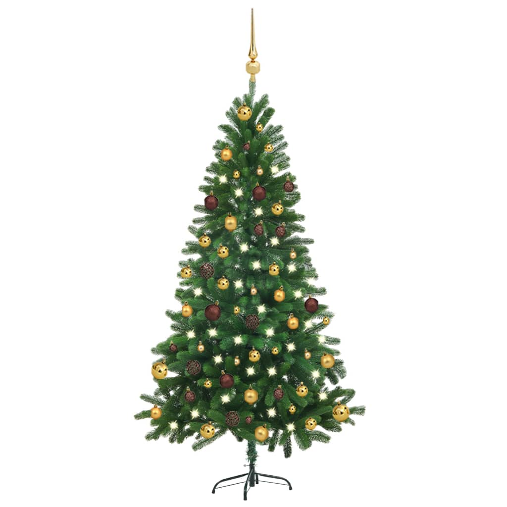 Berkfield Artificial Christmas Tree with LEDs&Ball Set 150 cm Green