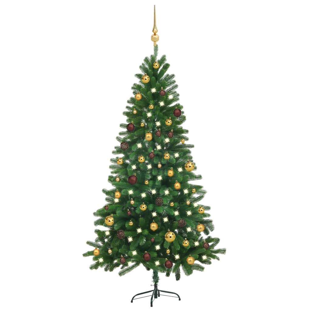 Berkfield Artificial Christmas Tree with LEDs&Ball Set 180 cm Green