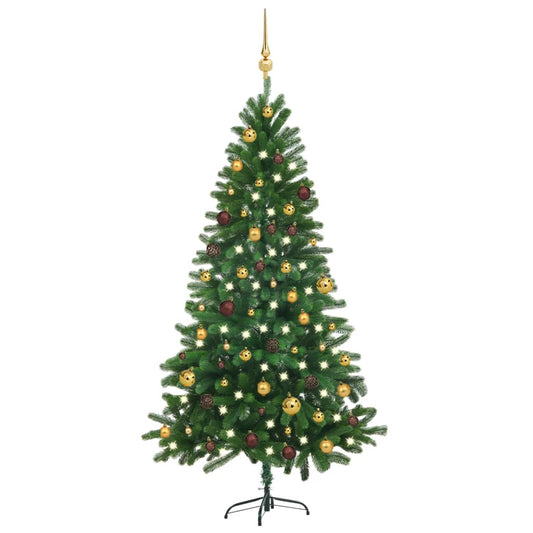 Berkfield Artificial Christmas Tree with LEDs&Ball Set 180 cm Green