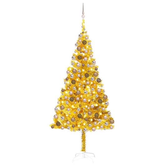 Berkfield Artificial Christmas Tree with LEDs&Ball Set Gold 240 cm PET