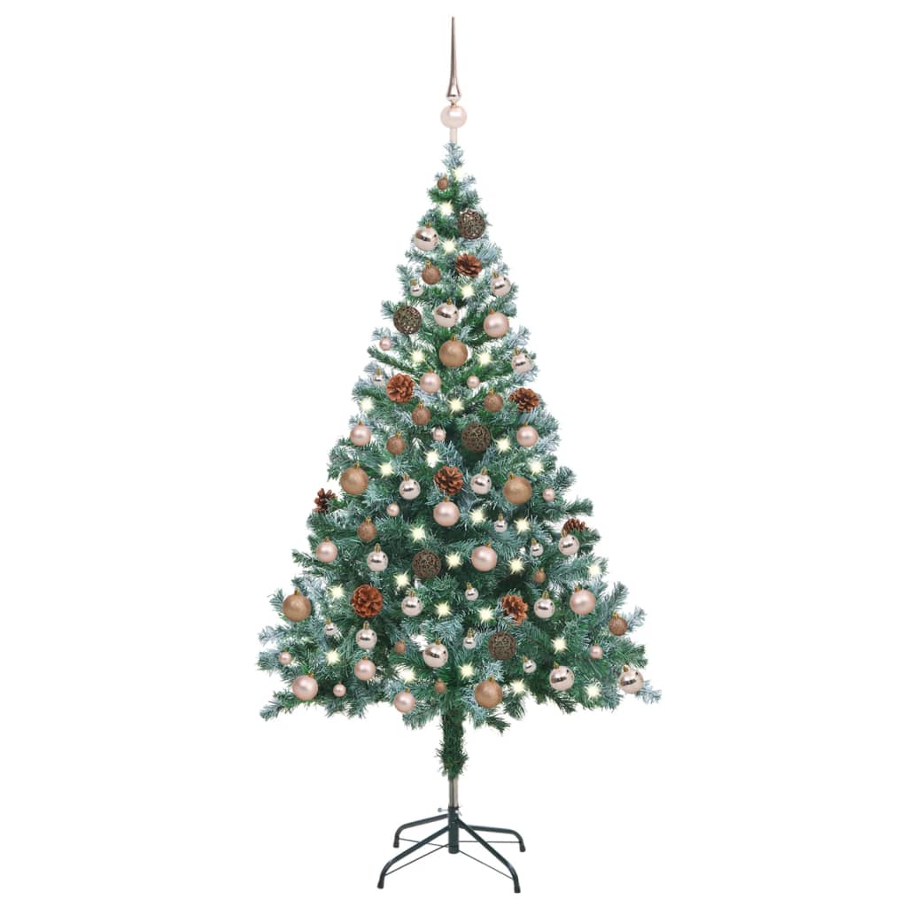 Berkfield Frosted Christmas Tree with LEDs&Ball Set Pinecones 150 cm