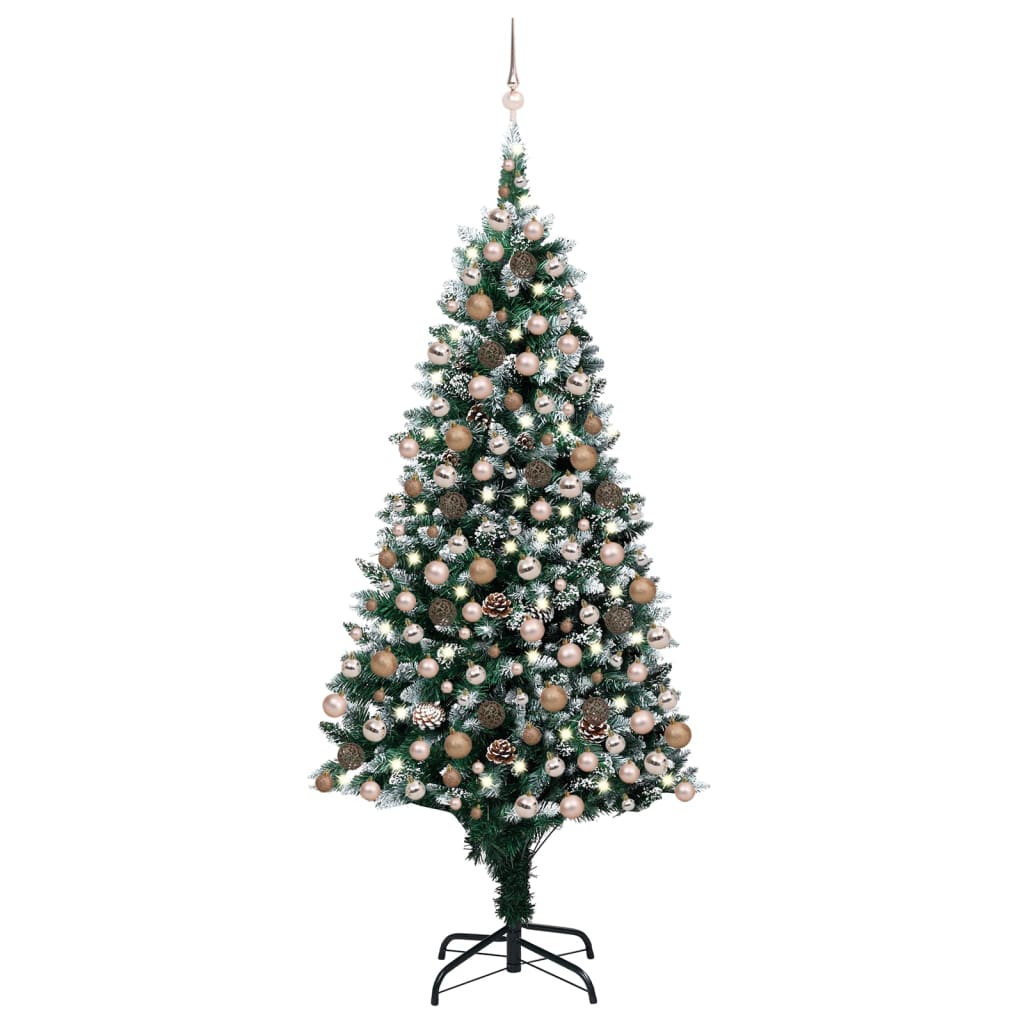 Berkfield Artificial Christmas Tree with LEDs&Ball Set&Pine Cones 210 cm