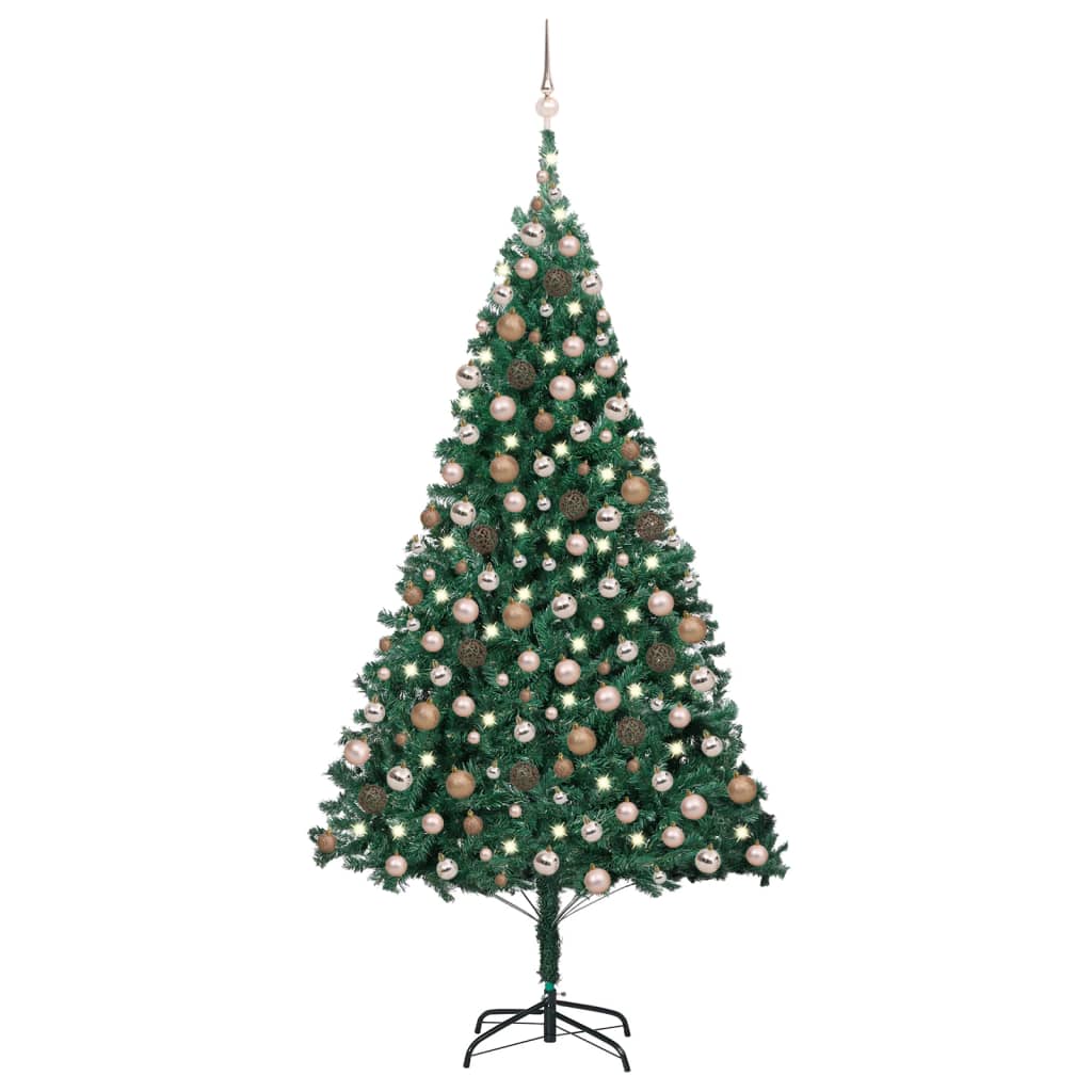 Berkfield Artificial Christmas Tree with LEDs&Ball Set Green 210 cm PVC