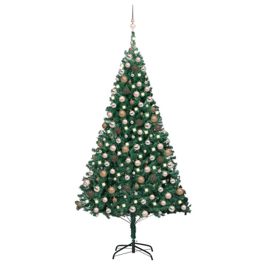 Berkfield Artificial Christmas Tree with LEDs&Ball Set Green 210 cm PVC