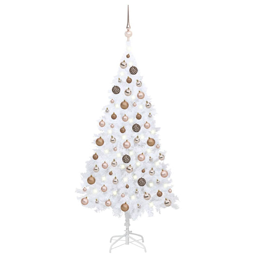 Berkfield Artificial Christmas Tree with LEDs&Ball Set White 150 cm PVC