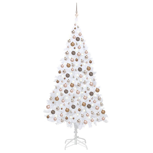 Berkfield Artificial Christmas Tree with LEDs&Ball Set White 210 cm PVC