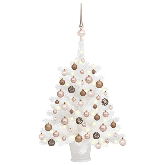 Berkfield Artificial Christmas Tree with LEDs&Ball Set White 65 cm
