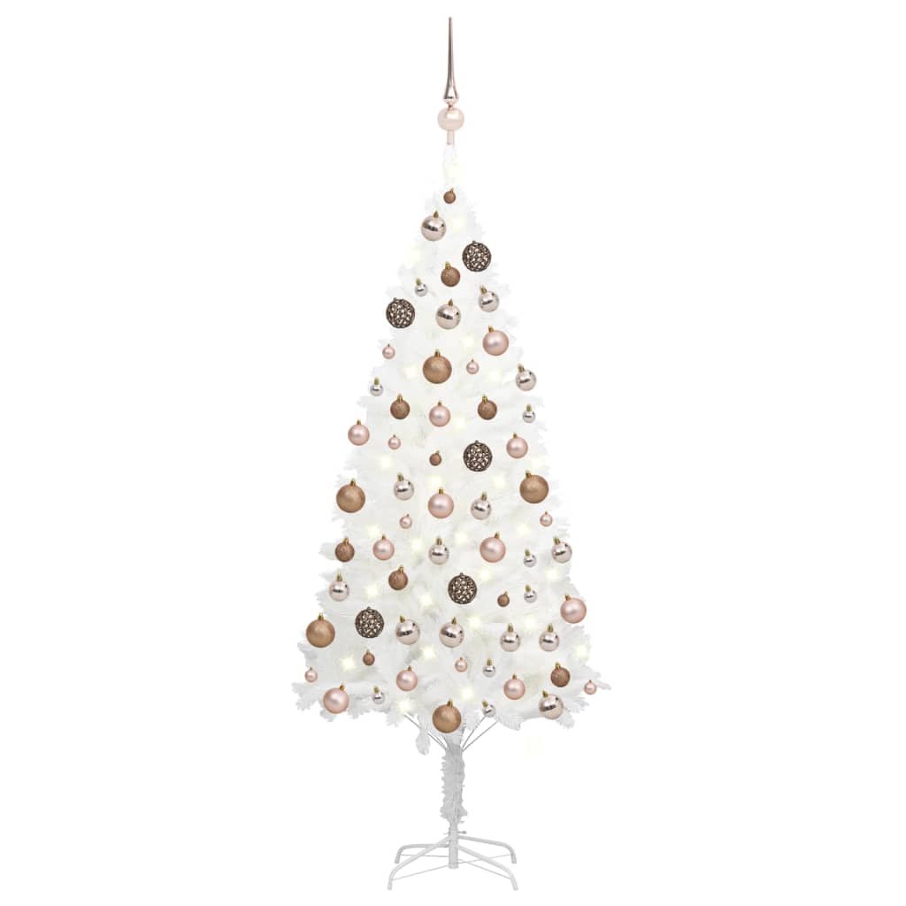 Berkfield Artificial Christmas Tree with LEDs&Ball Set White 120 cm