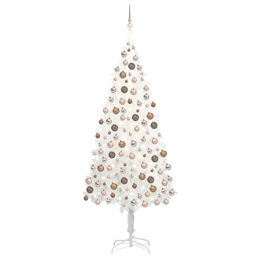 Berkfield Artificial Christmas Tree with LEDs&Ball Set White 210 cm