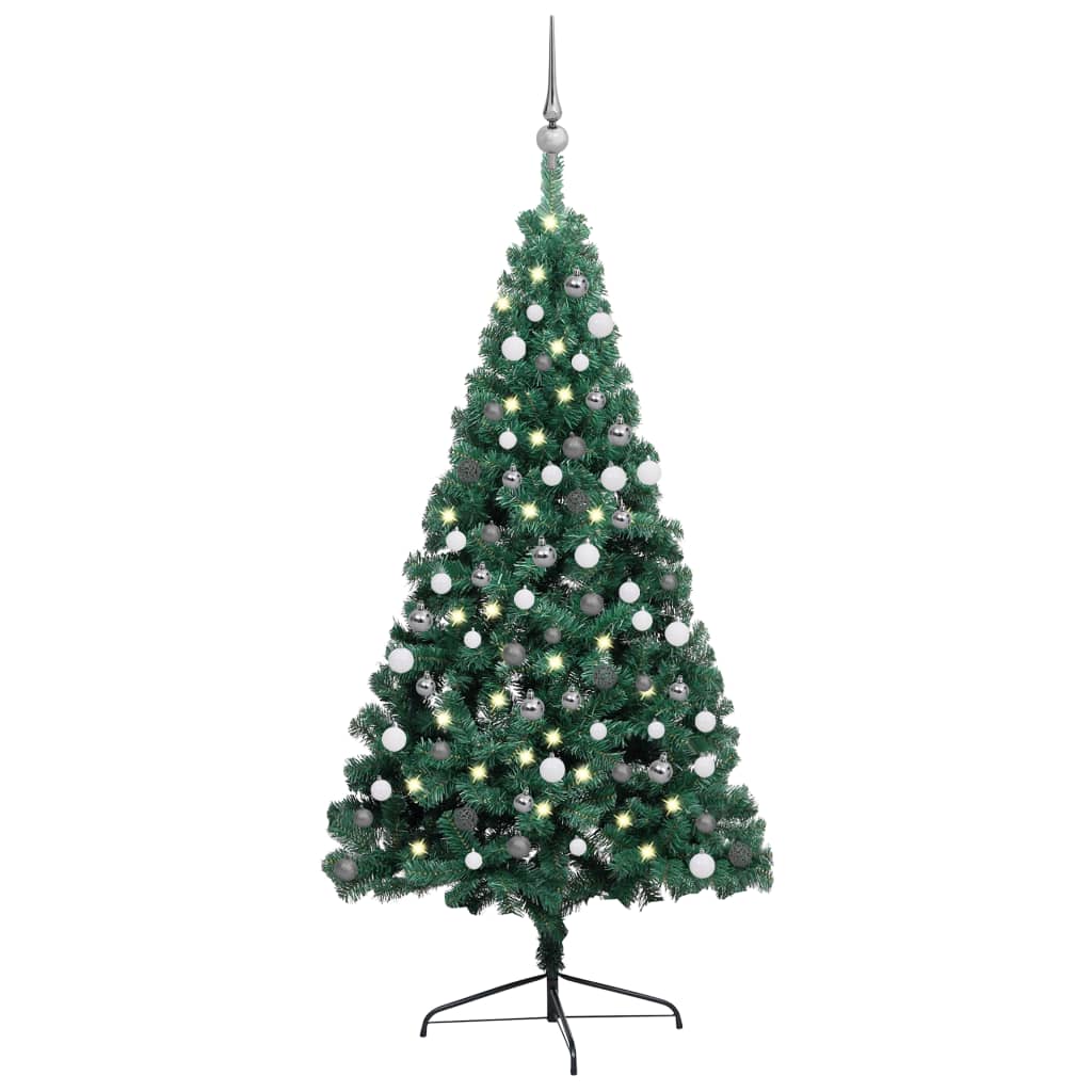 Berkfield Artificial Half Christmas Tree with LEDs&Ball Set Green 180 cm