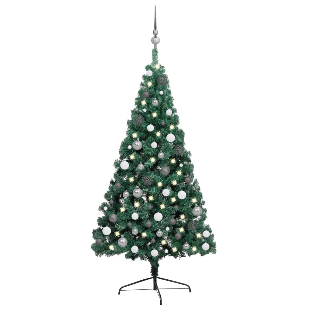 Berkfield Artificial Half Christmas Tree with LEDs&Ball Set Green 240 cm