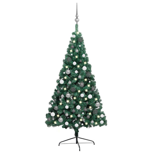 Berkfield Artificial Half Christmas Tree with LEDs&Ball Set Green 240 cm