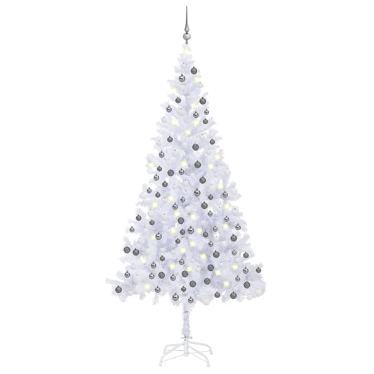 Berkfield Artificial Christmas Tree with LEDs&Ball Set L 240 cm White