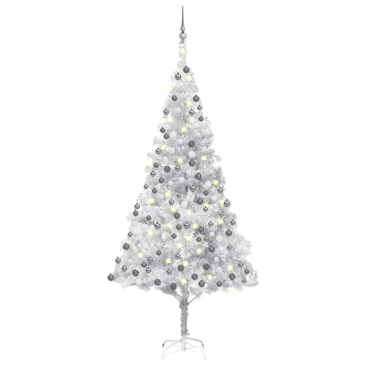 Berkfield Artificial Christmas Tree with LEDs&Ball Set Silver 240 cm PET