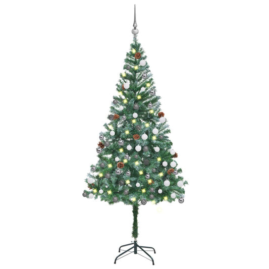 Berkfield Artificial Christmas Tree with LEDs&Ball Set Pinecones 180 cm