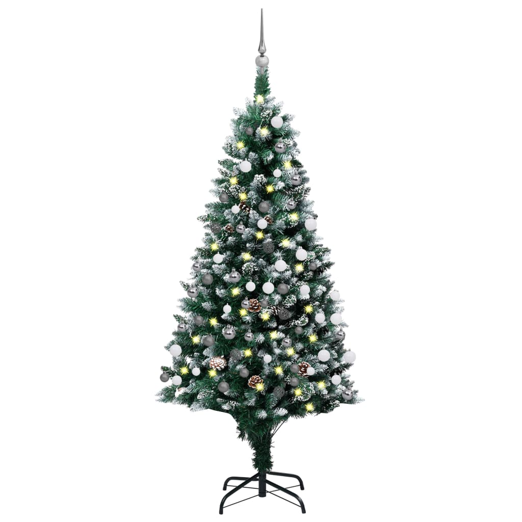 Berkfield Artificial Christmas Tree with LEDs&Ball Set&Pine Cones 150 cm