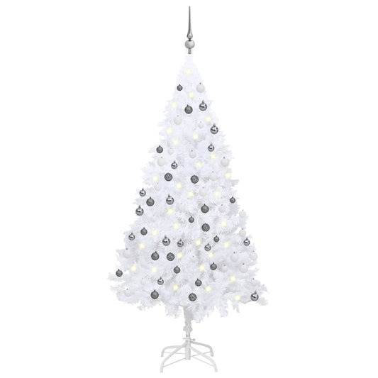 Berkfield Artificial Christmas Tree with LEDs&Ball Set White 120 cm PVC
