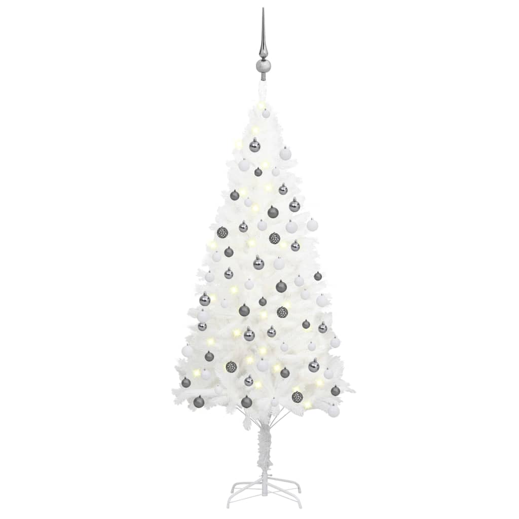 Berkfield Artificial Christmas Tree with LEDs&Ball Set White 120 cm