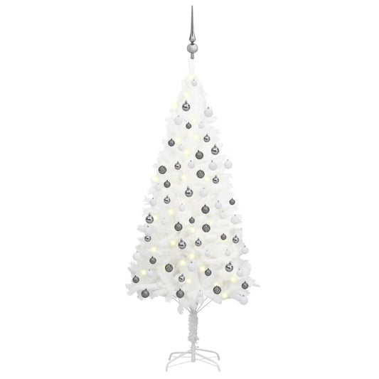Berkfield Artificial Christmas Tree with LEDs&Ball Set White 120 cm