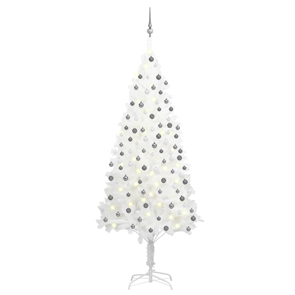 Berkfield Artificial Christmas Tree with LEDs&Ball Set White 210 cm