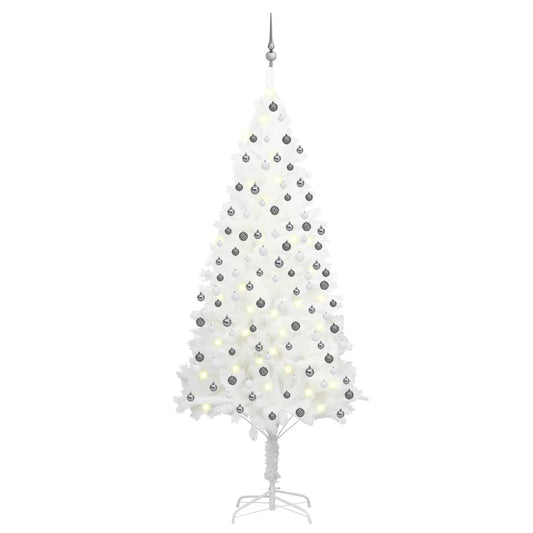 Berkfield Artificial Christmas Tree with LEDs&Ball Set White 210 cm