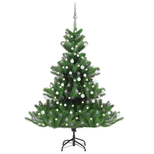 Berkfield Nordmann Fir Artificial Christmas Tree LED&Ball Set Green 180cm