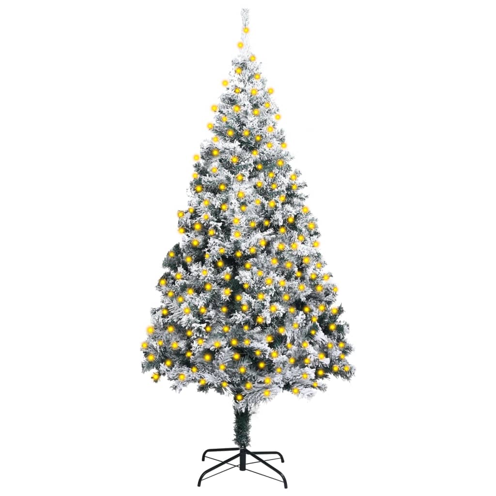 Berkfield Artificial Christmas Tree with LEDs&Flocked Snow Green 400cm PVC