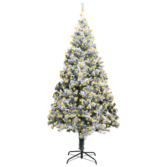 Berkfield Artificial Christmas Tree with LEDs&Flocked Snow Green 400cm PVC