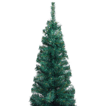 Berkfield Slim Artificial Christmas Tree with LEDs&Stand Green 120cm PVC