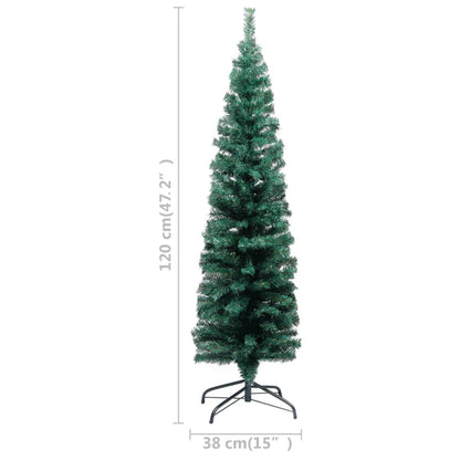 Berkfield Slim Artificial Christmas Tree with LEDs&Stand Green 120cm PVC