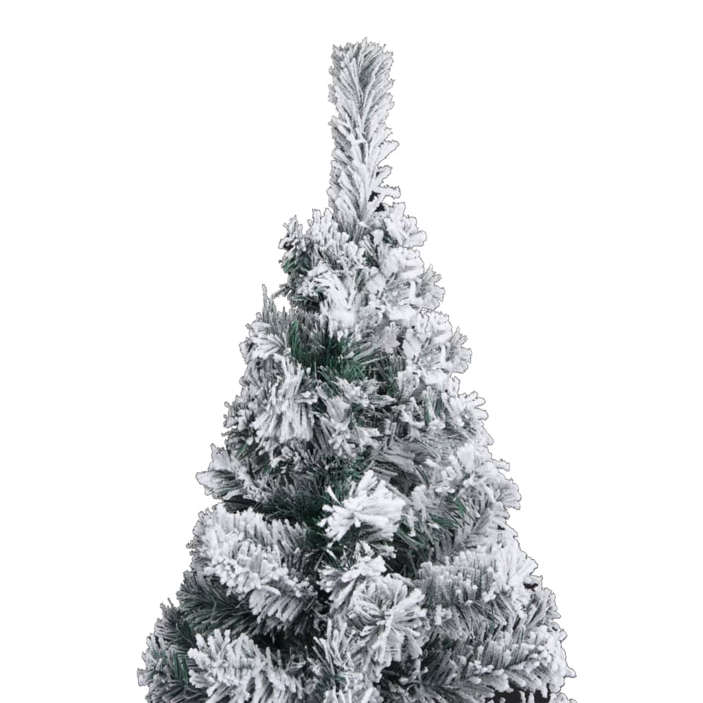 Berkfield Slim Christmas Tree with LEDs&Flocked Snow Green 180 cm PVC