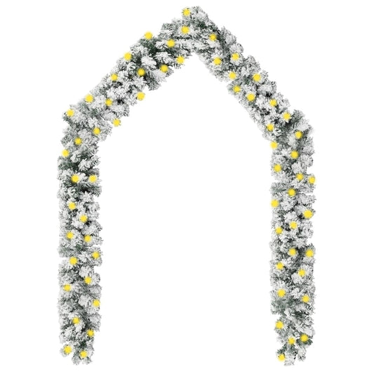 Berkfield Christmas Garland with LEDs&Flocked Snow Green 5 m PVC