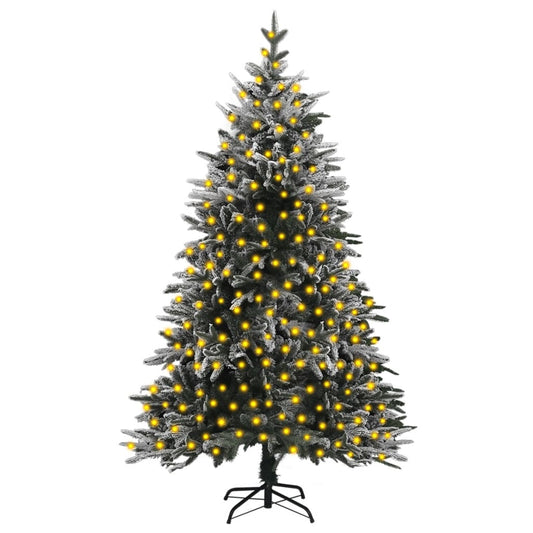Berkfield Artificial Christmas Tree with LEDs&Flocked Snow 240 cm PVC&PE