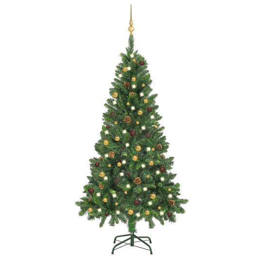 Berkfield Artificial Christmas Tree with LEDs&Ball Set Green 150 cm