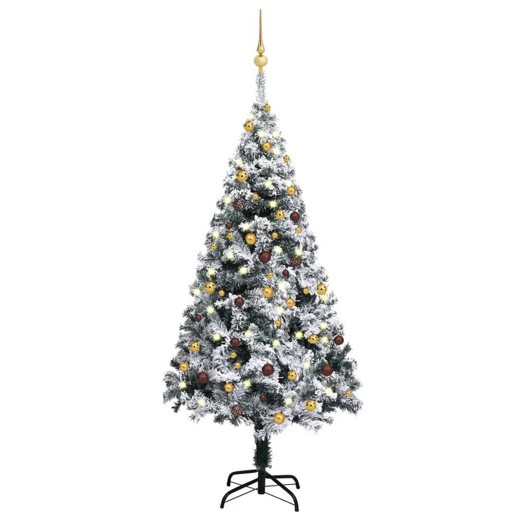 Berkfield Artificial Christmas Tree with LEDs&Ball Set Green 150 cm PVC