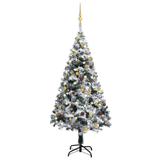 Berkfield Artificial Christmas Tree with LEDs&Ball Set Green 150 cm PVC