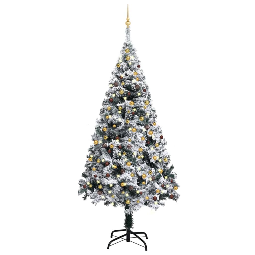 Berkfield Artificial Christmas Tree with LEDs&Ball Set Green 240 cm PVC