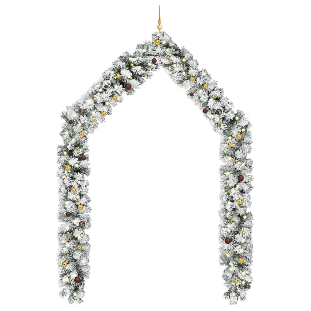 Berkfield Christmas Garland with LEDs&Ball Set Green 10 m PVC