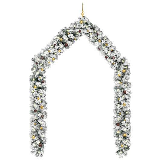 Berkfield Christmas Garland with LEDs&Ball Set Green 10 m PVC