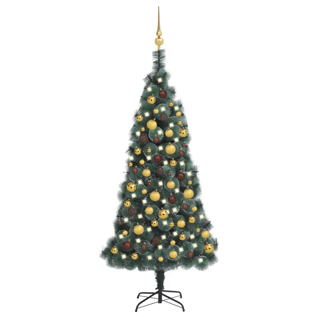 Berkfield Artificial Christmas Tree LEDs&Ball Set Green 150 cm PVC&PE