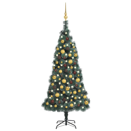 Berkfield Artificial Christmas Tree LEDs&Ball Set Green 150 cm PVC&PE
