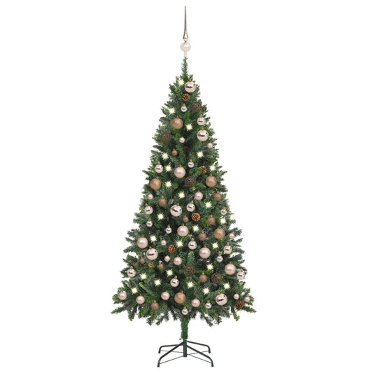 Berkfield Artificial Christmas Tree with LEDs&Ball Set&Pine Cones 180 cm
