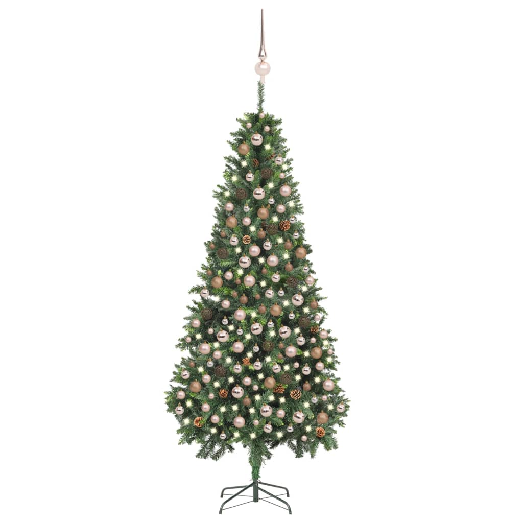 Berkfield Artificial Christmas Tree with LEDs&Ball Set&Pine Cones 210 cm