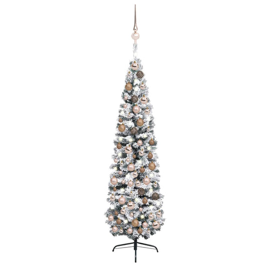 Berkfield Slim Artificial Christmas Tree with LEDs&Ball Set Green 180 cm
