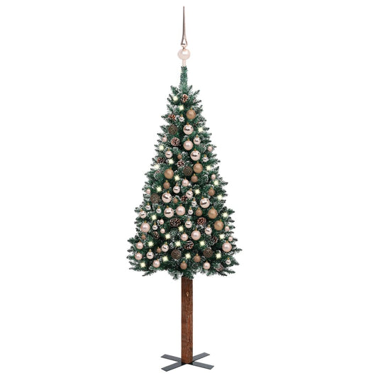 Berkfield Slim Christmas Tree with LEDs&Ball Set Green 210 cm
