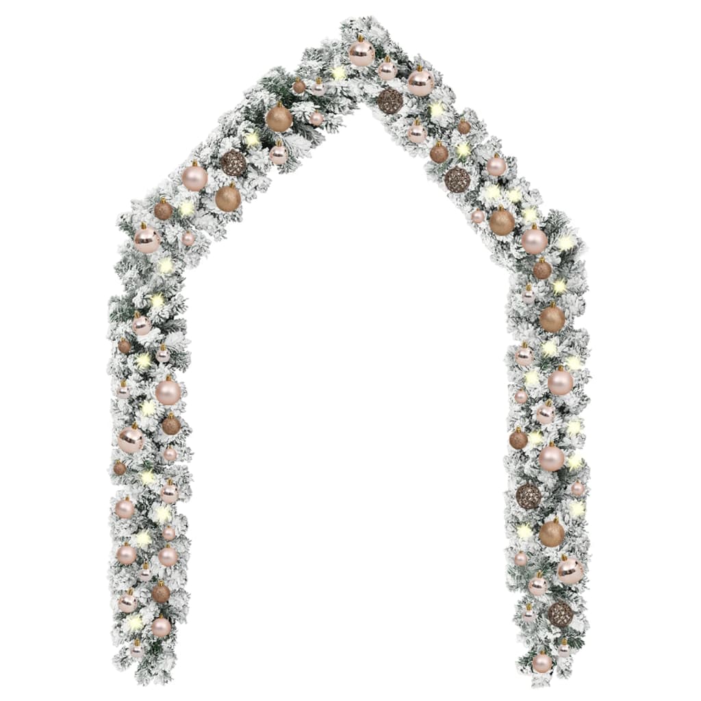 Berkfield Christmas Garland with LEDs&Ball Set Green 5 m PVC