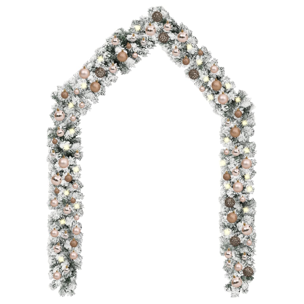 Berkfield Christmas Garland with LEDs&Ball Set Green 10 m PVC