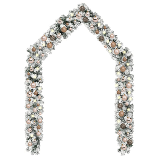 Berkfield Christmas Garland with LEDs&Ball Set Green 10 m PVC