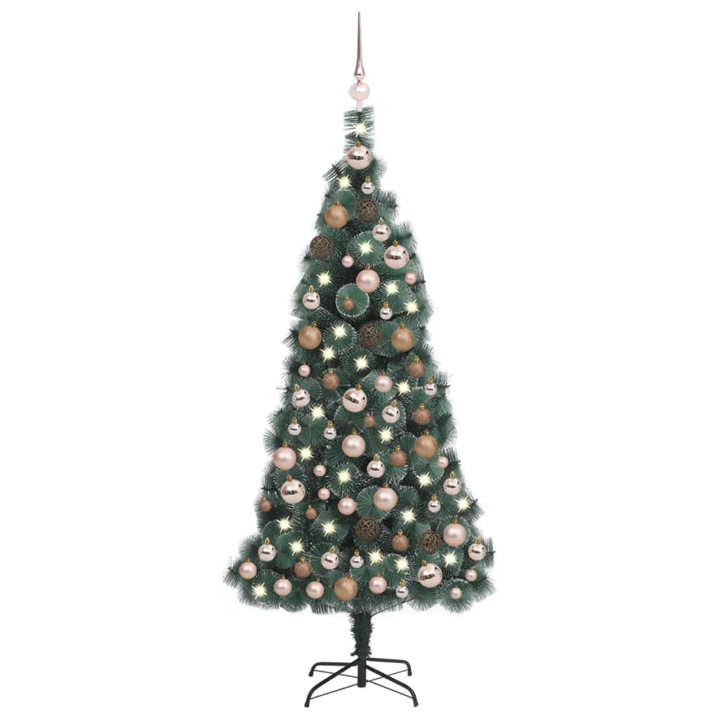 Berkfield Artificial Christmas Tree LEDs&Ball Set Green 120 cm PVC&PE