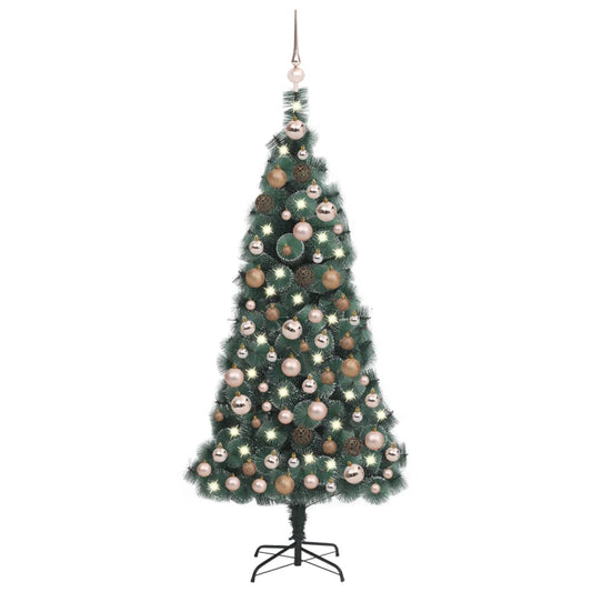 Berkfield Artificial Christmas Tree LEDs&Ball Set Green 120 cm PVC&PE